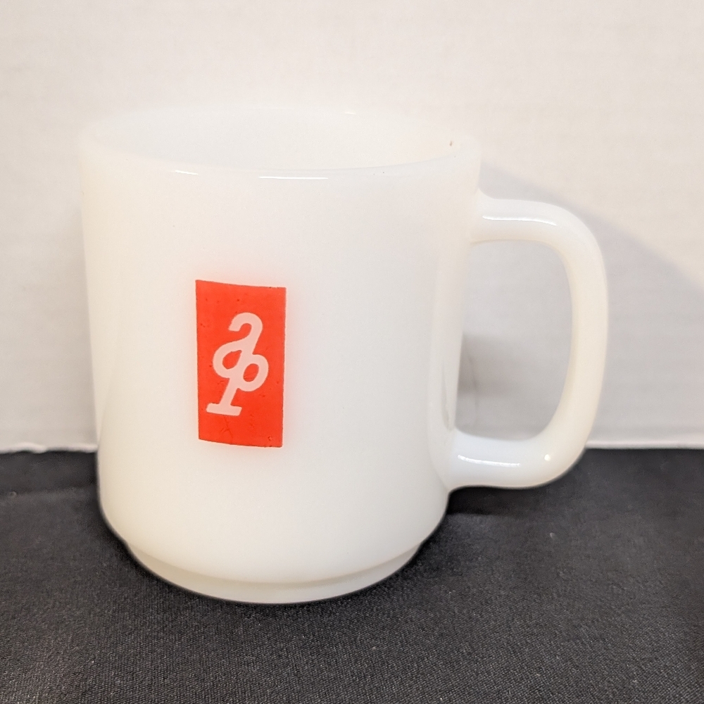 Vintage Glasbake Milk glass Coffee Tea Advertising Grocery Store Mug AP A&P 70s